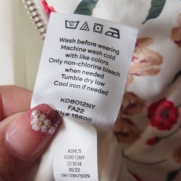 Draper James Floral Quilted Puffer Un-Belted Full Zip Coat Size S -project as is - Picture 8 of 16